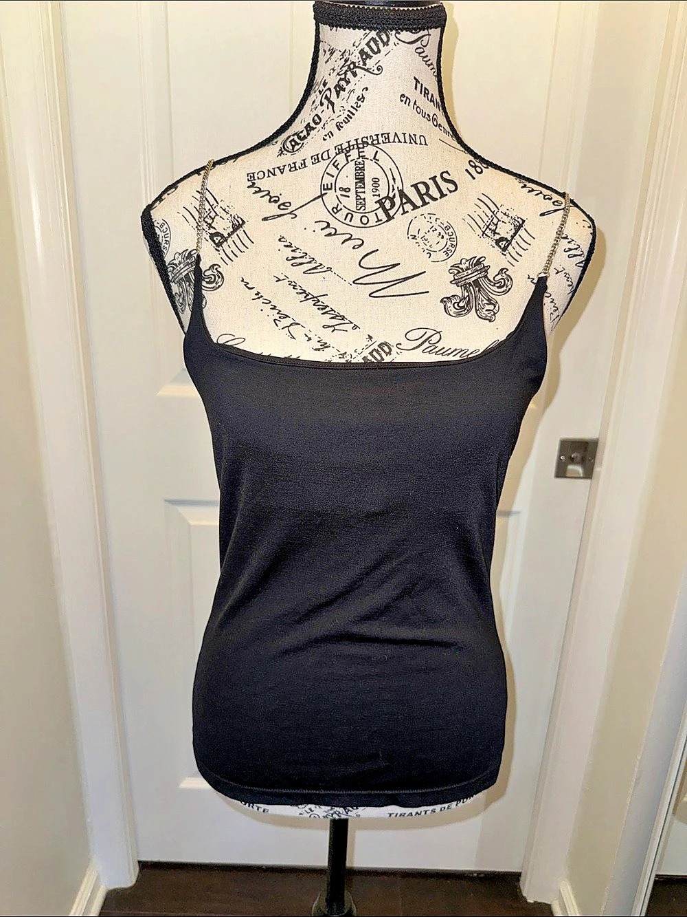 Alexander Wang Printed Contrast Trim Tank Top in Black & Cream Like New